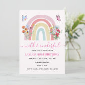 Invitation Wild & Onedering Fleur sauvage Rainbow 1er anniver (Debout devant)