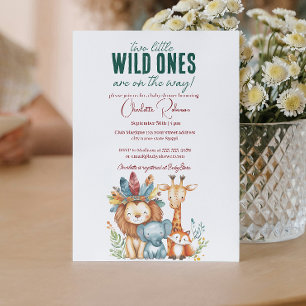 Invitation Wild Ones I jumeaux Baby shower Safari