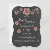 Invitation Wild Peach Rose Chalkboard Party (Devant)