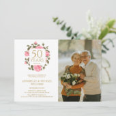 Invitation WILD ROSE BOUQUET 50e ANNIVERSAIRE D'OR PHOTO (Debout devant)