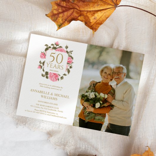 Invitation WILD ROSE BOUQUET 50e ANNIVERSAIRE D'OR PHOTO
