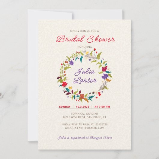 Invitation Wild Rose Woods Exotic Flower Garden Mariage (Devant)