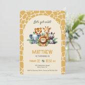 Invitation Wild Safari Animals Jungle Birthday Party (Debout devant)