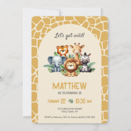 Invitation Wild Safari Animals Jungle Birthday Party