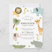 Invitation Wild Safari mignon Baby shower (Devant)