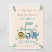 Invitation Wild Safari Pastel Cinquième anniversaire (Devant)