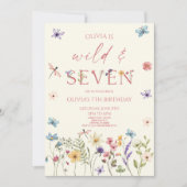 Invitation Wild & Seven Wildflower Floral 7th Birthday Party (Devant)
