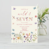 Invitation Wild & Seven Wildflower Floral 7th Birthday Party (Debout devant)