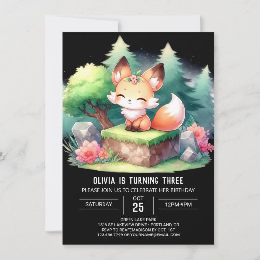 Invitation Wild Sweet Fox Anniversaire numérique (Devant)