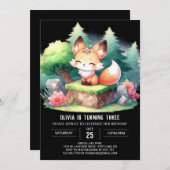 Invitation Wild Sweet Fox Anniversaire numérique (Devant / Derrière)