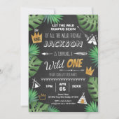 Invitation Wild Thing Parties scintillant UN Anniversaire Gar (Devant)
