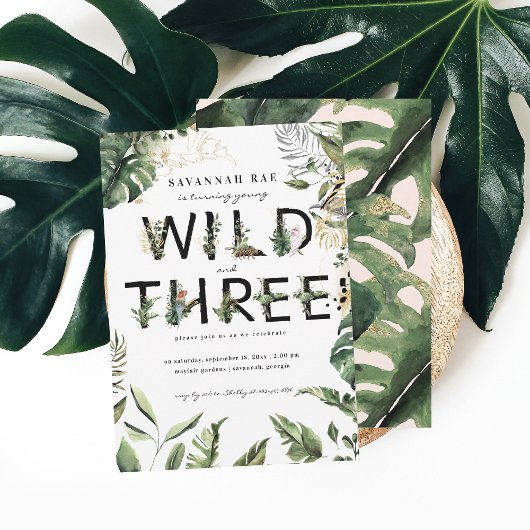 Invitation Wild & Three Tropical Green 3e anniversaire