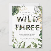 Invitation Wild & Three Tropical Green 3e anniversaire (Devant)