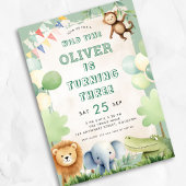 Invitation Wild Time Jungle 3e anniversaire de fête Sage