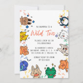 Invitation Wild Two mignonnes Animaux 1er Anniversaire Invita (Devant)