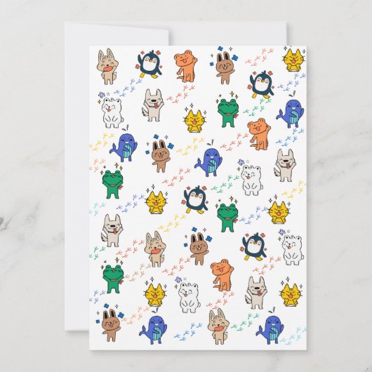 Invitation Wild Two mignonnes Animaux 1er Anniversaire Invita (Dos)