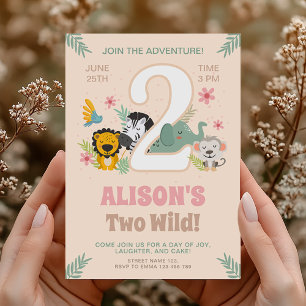 Invitation Wild Two Safari Pastel Deuxième Anniversaire