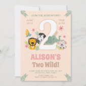 Invitation Wild Two Safari Pastel Deuxième Anniversaire (Devant)