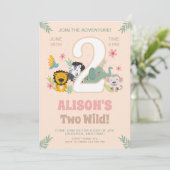 Invitation Wild Two Safari Pastel Deuxième Anniversaire (Debout devant)