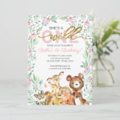 Invitation Wild Un 1er anniversaire Animaux boisés (Debout devant)