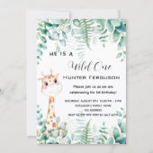 Invitation Wild un 1er anniversaire girafe jungle forêt (Devant)