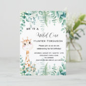 Invitation Wild un 1er anniversaire girafe jungle forêt (Debout devant)