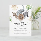 Invitation Wild Un 1er Anniversaire Invitation, Safari Jungle (Debout devant)