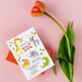 Invitation Wild Un 1er anniversaire Safari Animaux mignonette