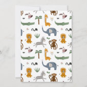 Invitation Wild Un 1er anniversaire Safari Animaux mignons En (Dos)