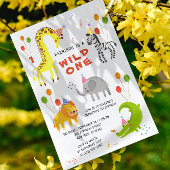 Invitation Wild Un 1er Anniversaire Safari Animaux mignons Ph