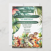 Invitation Wild Un Anniversaire Jungle Safari Tropical Green (Devant)