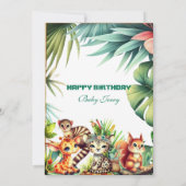 Invitation Wild Un Anniversaire Jungle Safari Tropical Green (Dos)