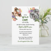 Invitation Wild un mignon safari floral jungle animaux zoo (Debout devant)