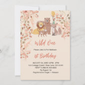 Invitation Wild Un premier anniversaire Boho Safari rose Blus (Devant)