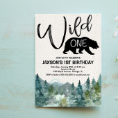 Invitation Wild un premier anniversaire garçon rustique monta