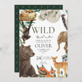 Invitation Wild un thème safari premier anniversaire (Devant / Derrière)