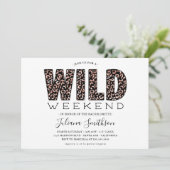 Invitation Wild Weekend Rose Gold Leopard Bachelorette Invita (Debout devant)