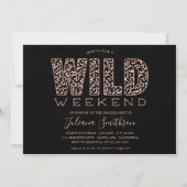 Invitation Wild Weekend Rose Gold Leopard Bachelorette Invita (Devant)