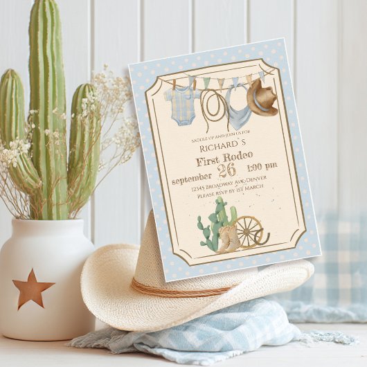 Invitation Wild West Baby Cowboy 1st Birthday
