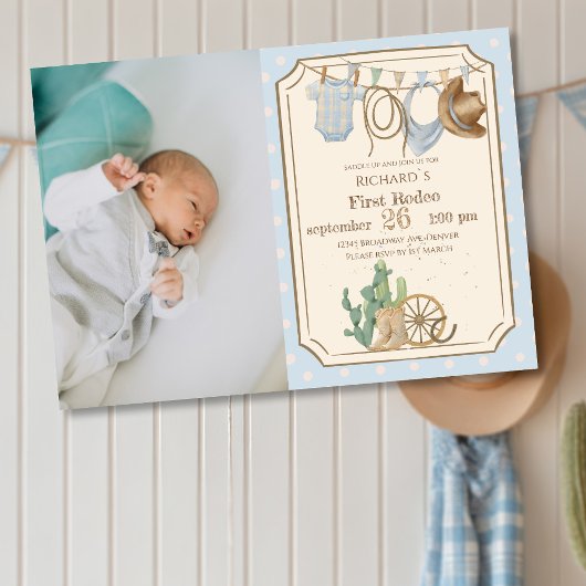 Invitation Wild West Baby Cowboy 1st Birthday
