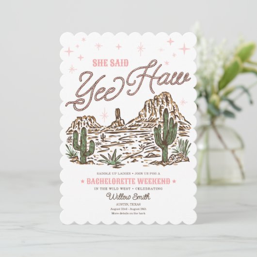 Invitation Wild West Bachelorette Yee Haw (Debout devant)