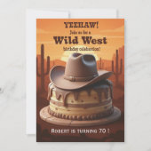 Invitation Wild West Birthday Cowboy Casquette Cake Invitatio (Devant)