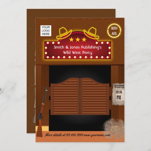 Invitation Wild West Corporate (Devant / Derrière)