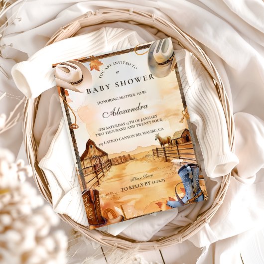 Invitation Wild West Cowboy Baby Shower