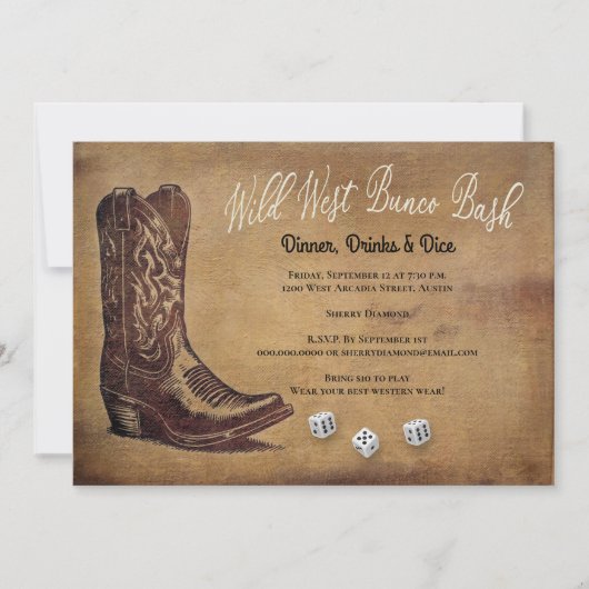 Invitation Wild West Cowboy Boot Bunco (Devant)