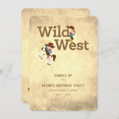Invitation Wild West Cowboy fille sur mesure Anniversaire de  (Devant / Derrière)