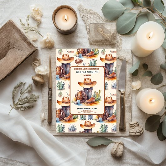 Invitation Wild West Cowboy Premier Rodéo Anniversaire