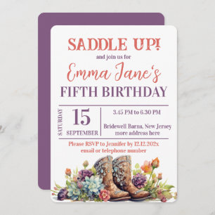 Invitation Wild West Cowgirl 5e anniversaire