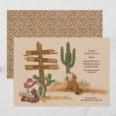 Invitation Wild West Desert Animaux Filles Graphisme Annivers (Devant / Derrière)