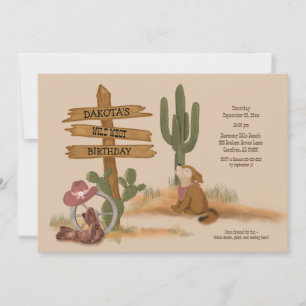 Invitation Wild West Desert Animaux Filles Graphisme Annivers